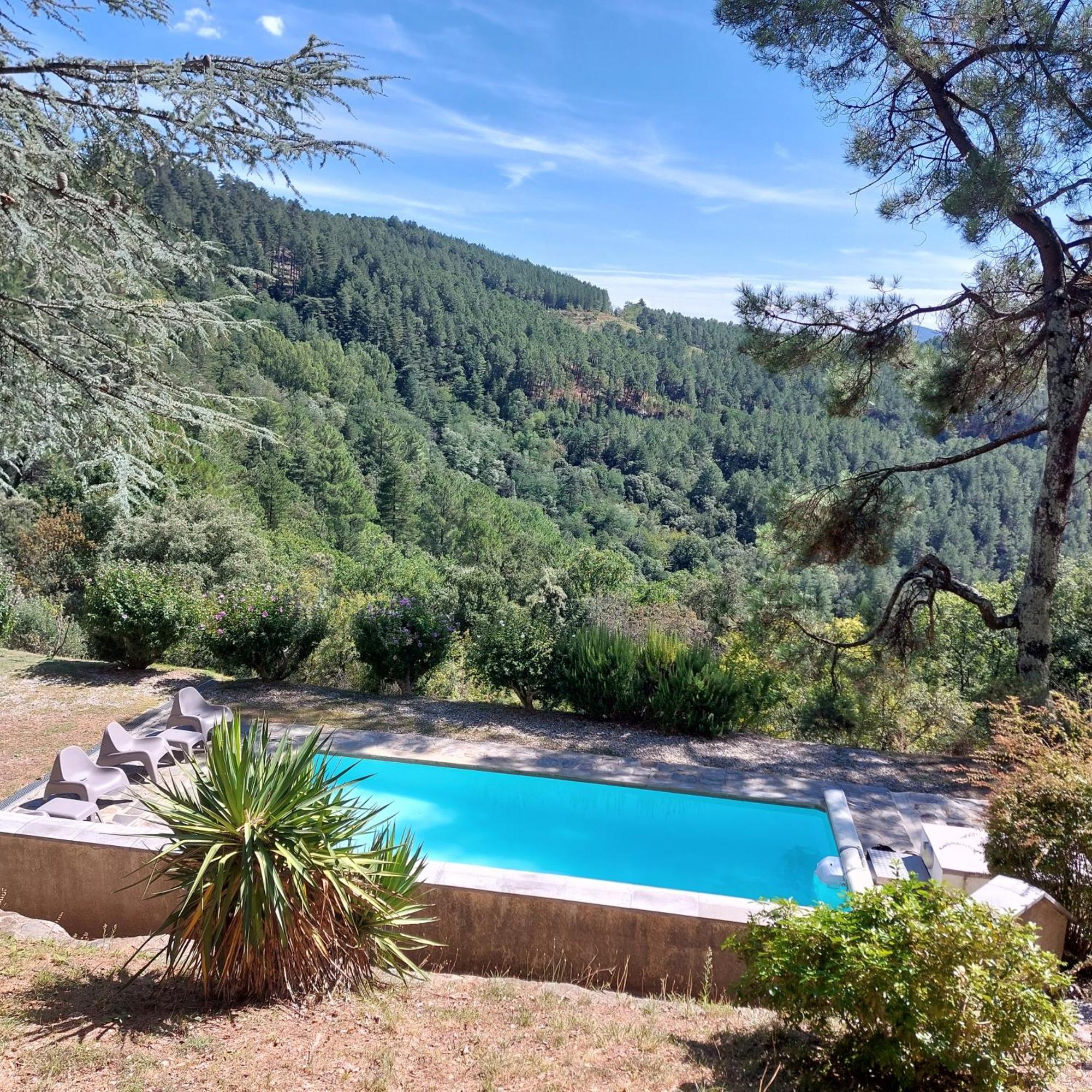 Chalet 14 Pers Avec Vue Panoramique Et Piscine Chauffee Genolhac 외부 사진